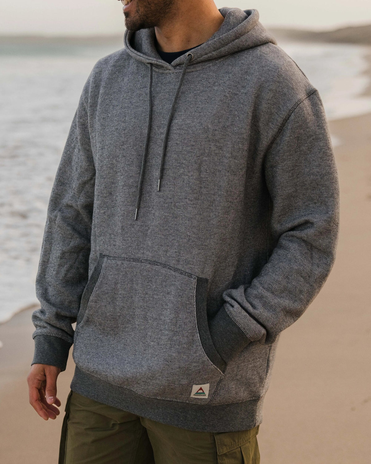 Heritage Textured Relaxed Fit Hoodie - Charcoal - Lifestyle