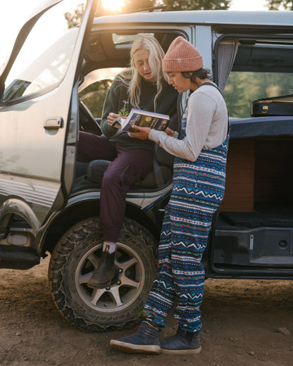 Ace Polar Fleece Dungarees - Mountain Geo Tidal Blue - Lifestyle