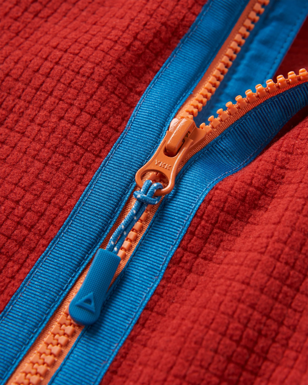 Off Trail Grid Polar Fleece - Red Ochre/Birch - Flatlay