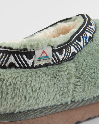 Ember Sherpa Fleece Slipper - Pistachio - Flatlay