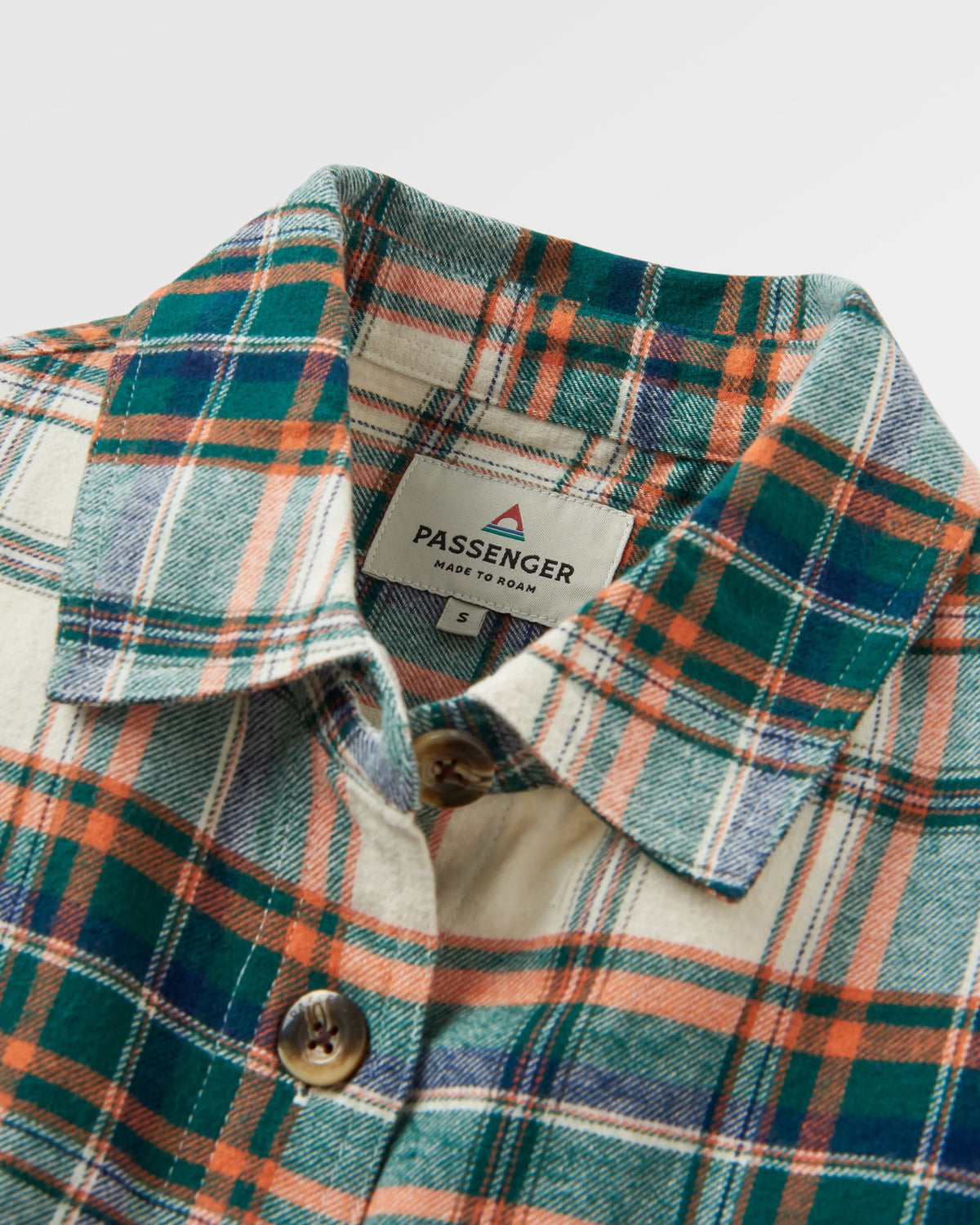 Rootsy Cotton LS Shirt - Birch/Rain Forest Check - Flatlay