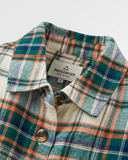 Rootsy Cotton LS Shirt - Birch/Rain Forest Check - Flatlay