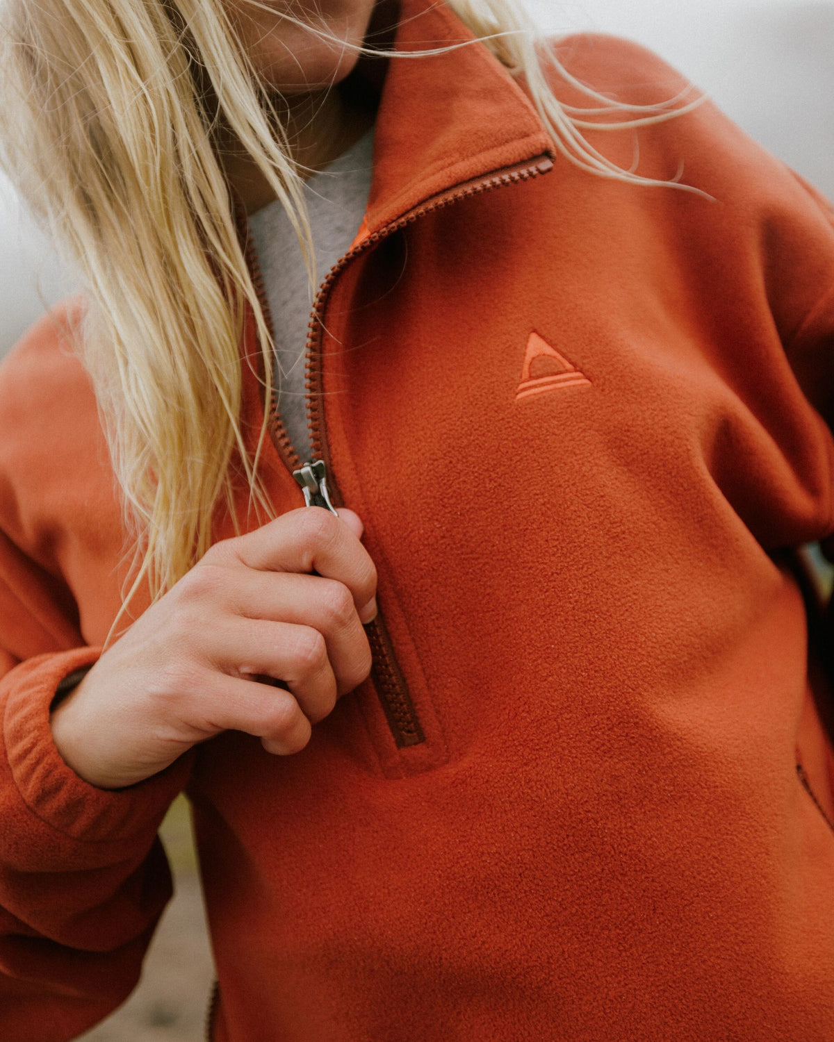 Ayla Micro Polartec® 1/4 Zip Fleece - Dark Rust - Lifestyle