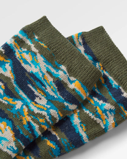 Peak Midweight Crew Socks - Khaki - Flatlay