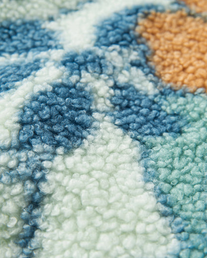 Lucia Sherpa Fleece - Vintage Floral Aqua - Flatlay