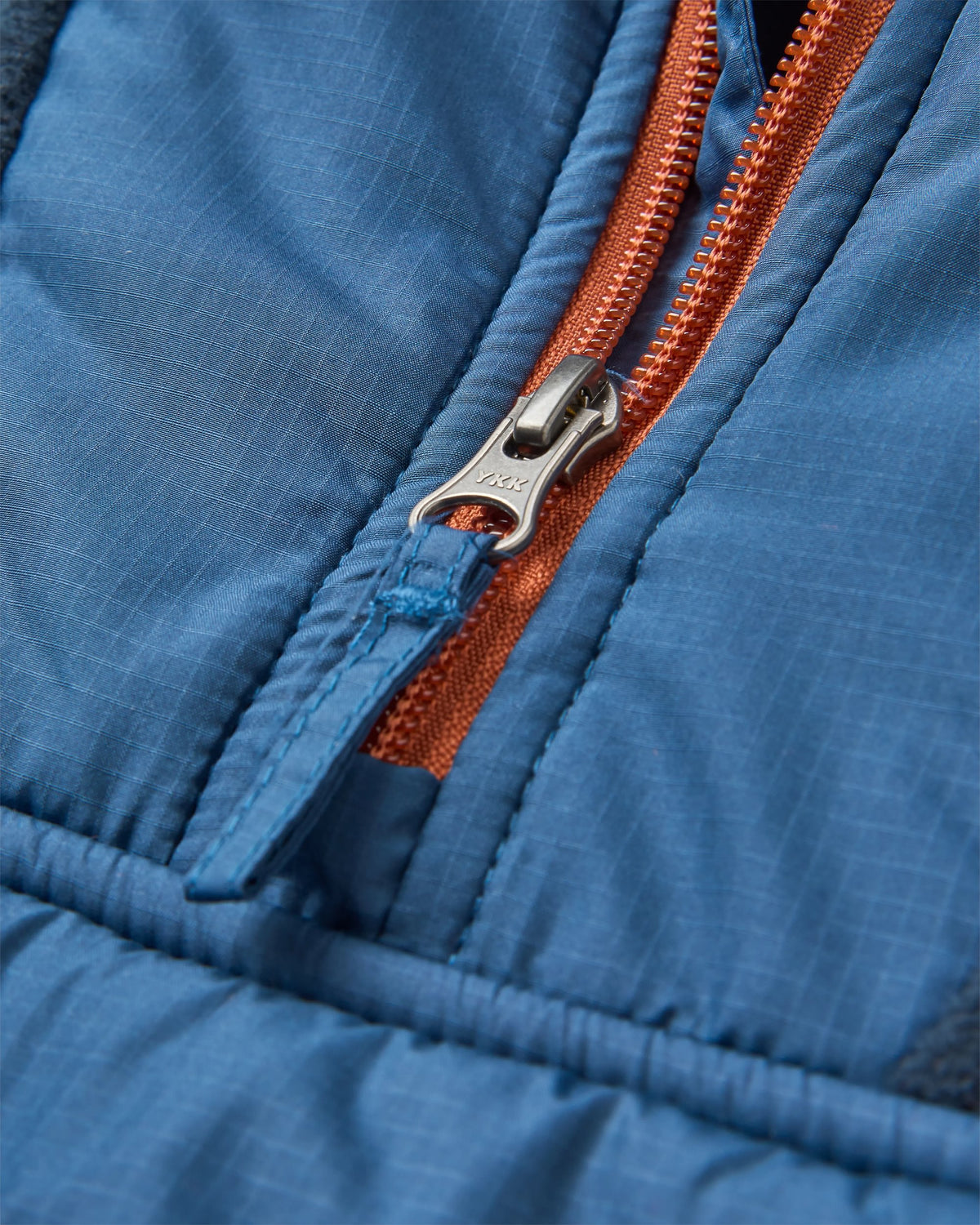 Woodland Hooded 1/2 Zip Polar Fleece - Baked Clay/Deep Navy - Flatlay