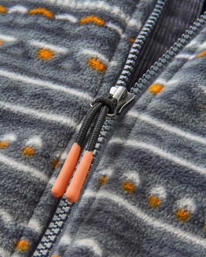 Somewhere Fleece - Geo Tracks Charcoal - Flatlay