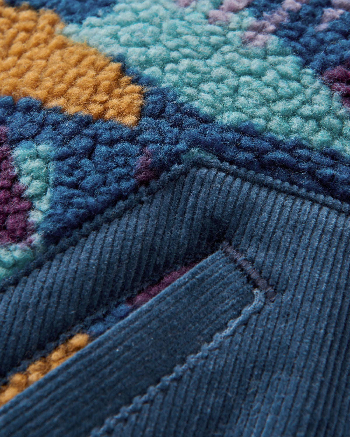 Clover Sherpa Fleece - Deep Blue Camo Pattern - Flatlay