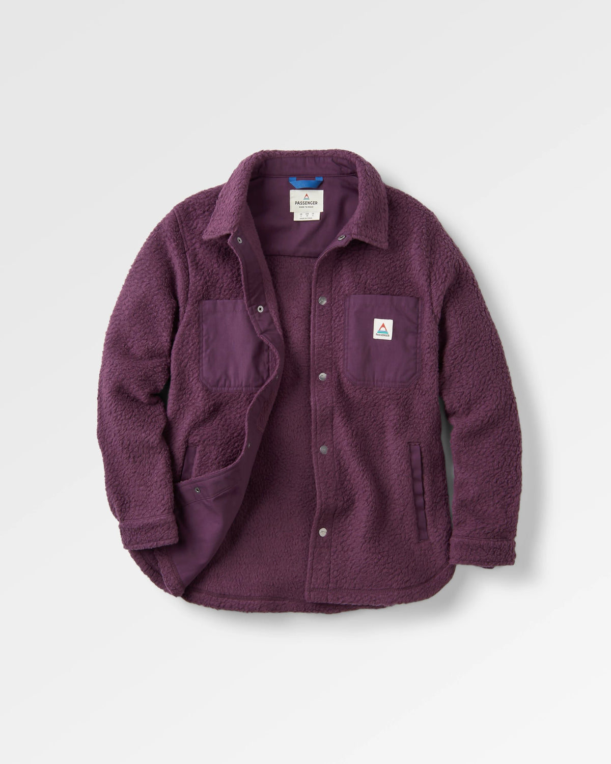 Rappel Sherpa Oversized Shirt - Deep Plum - Flatlay