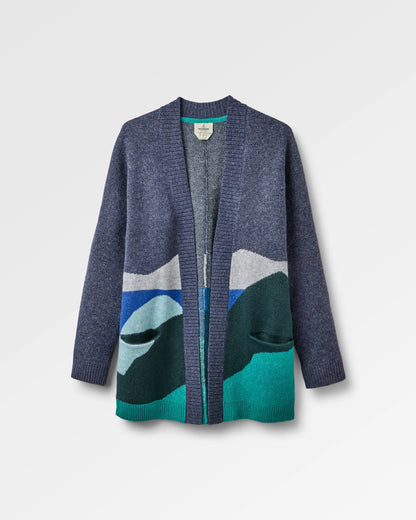 Scenic Long Knitted Cardigan - Scenic Rich Navy - Flatlay