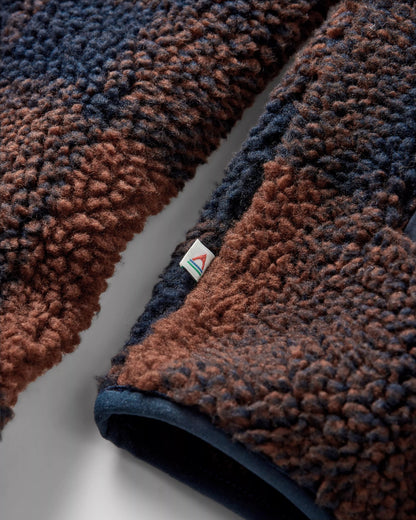 Offroad Sherpa 1/2 Zip Fleece - Chestnut/Deep Navy Check - Flatlay
