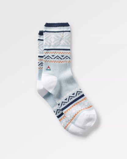 Mid-weight Patterned Socks - Blue Fog - Flatlay