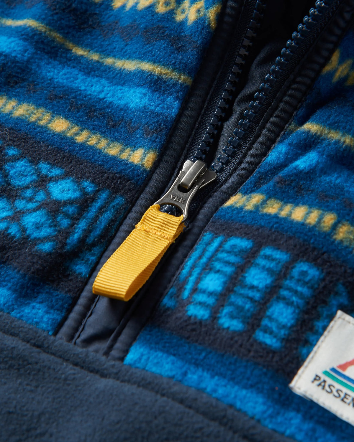Set Off Polar 1/4 Zip Fleece - Patchwork Stripe Tidal Blue/ Deep Navy - Flatlay
