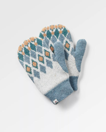 Wave Fleece Lined Mittens - Vintage White - Flatlay