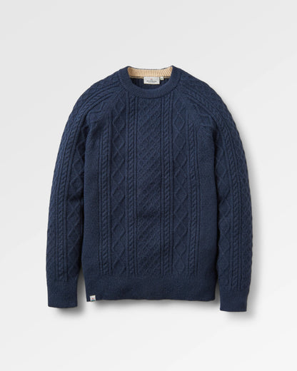 Sandbar Cable Knitted Jumper - Rich Navy - Flatlay