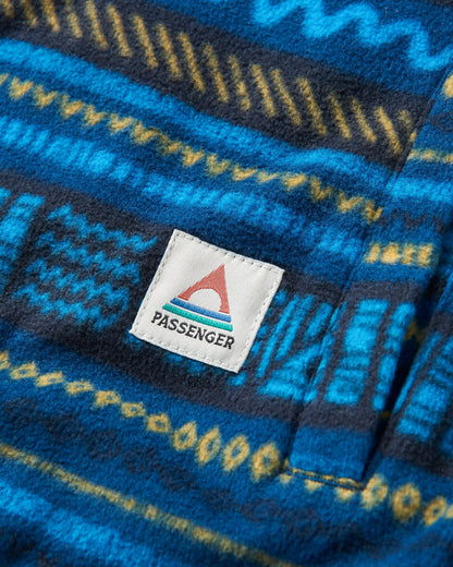 Maple Polar Fleece Shirt - Patchwork Stripe Tidal Blue - Flatlay