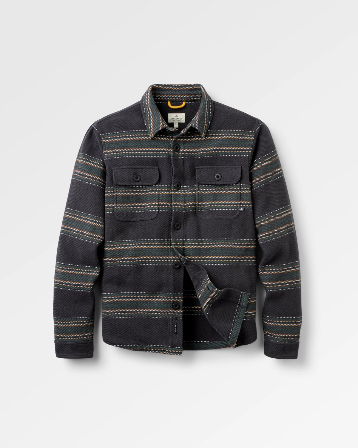 Island Heavy Twill Shirt - Faded Black Stripe - Flatlay