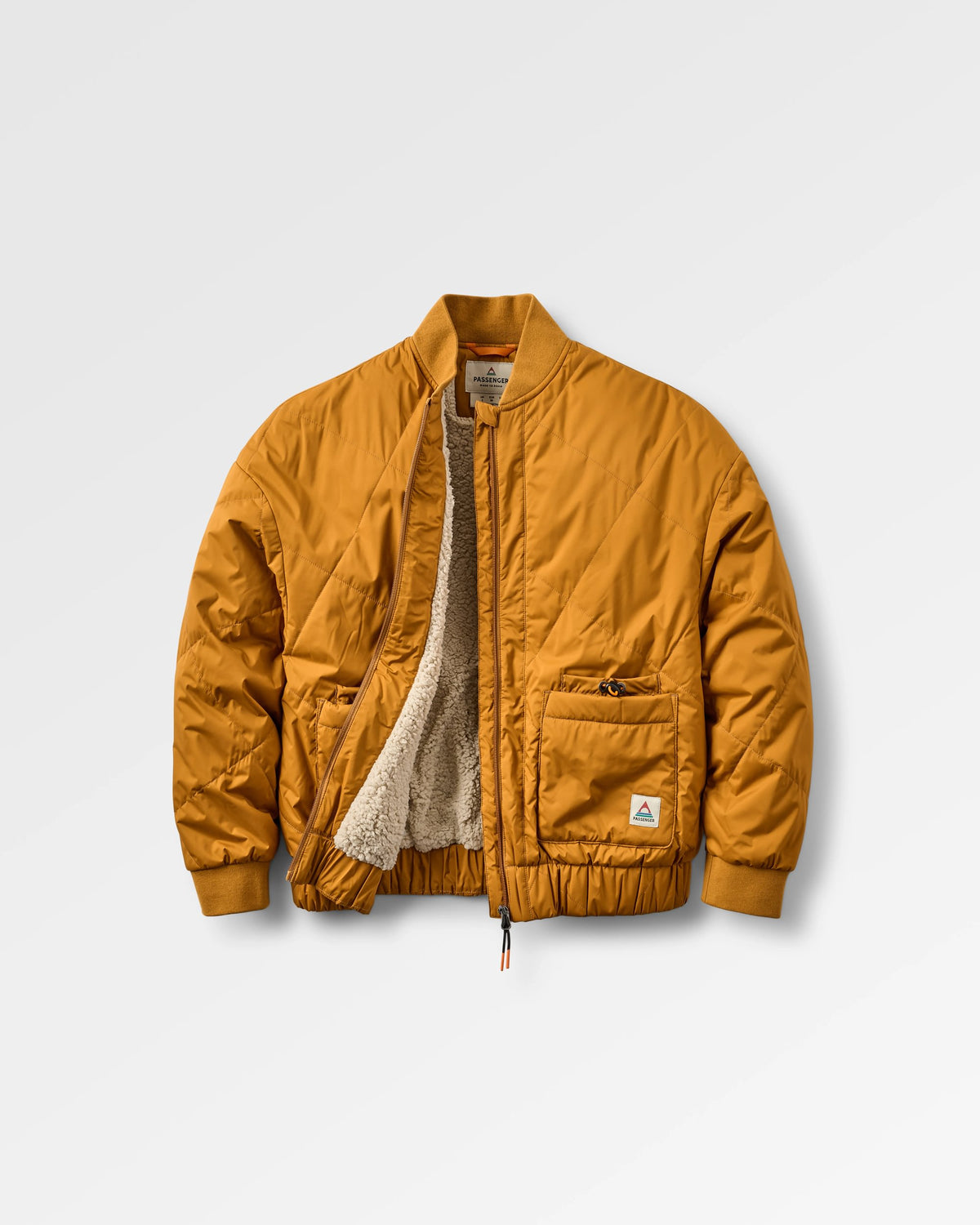 Lucia Sherpa Lined Bomber Jacket - Golden Brown - Flatlay