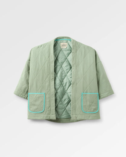 Mira Cotton Quilted Overshirt - Pistachio - Flatlay