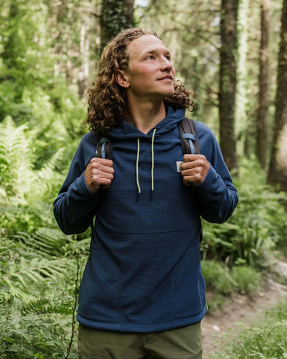 Point Grid Polar Fleece Hoodie - Dark Denim - Lifestyle