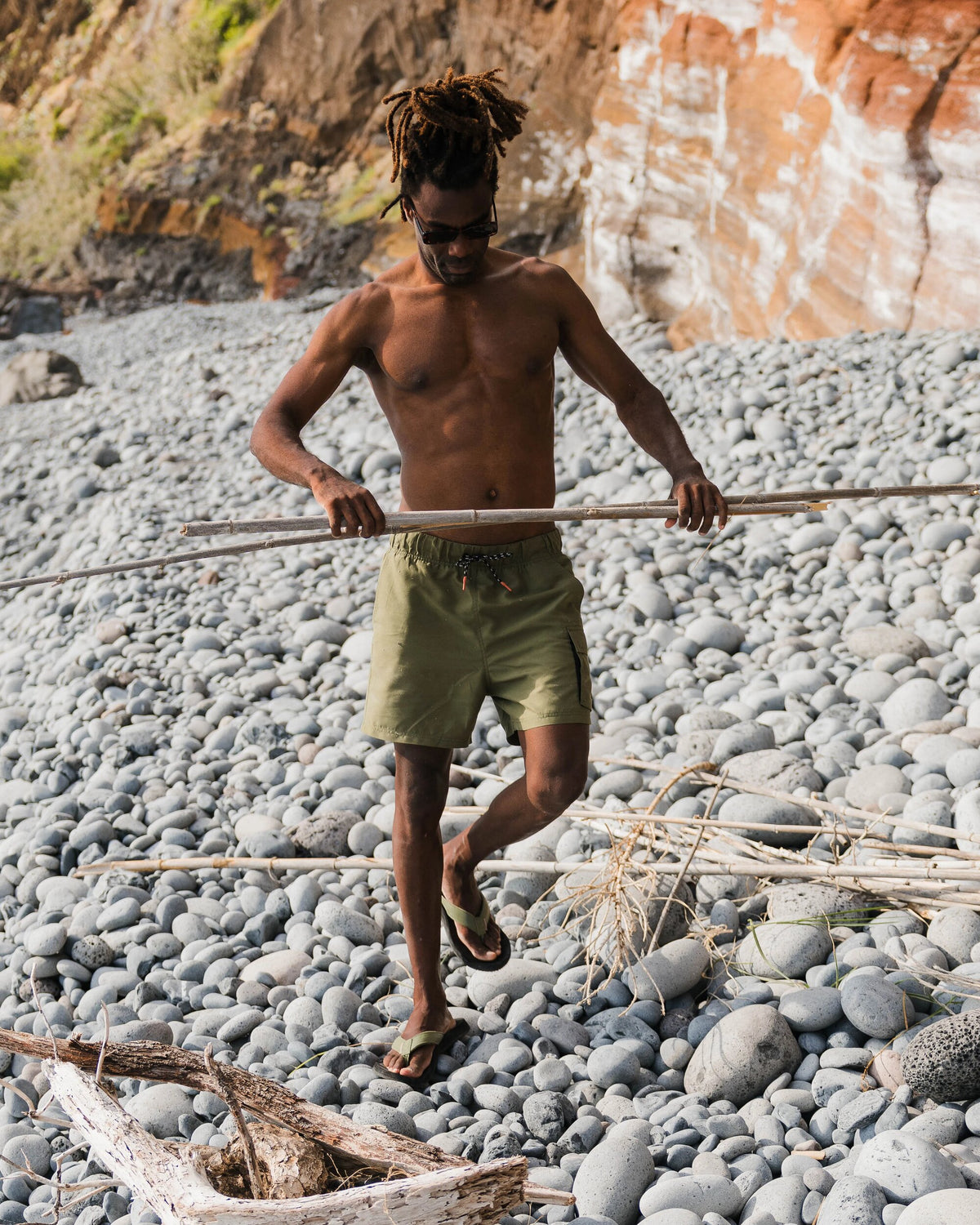 Cali Cargo Swim Short - Khaki - Lifestyle