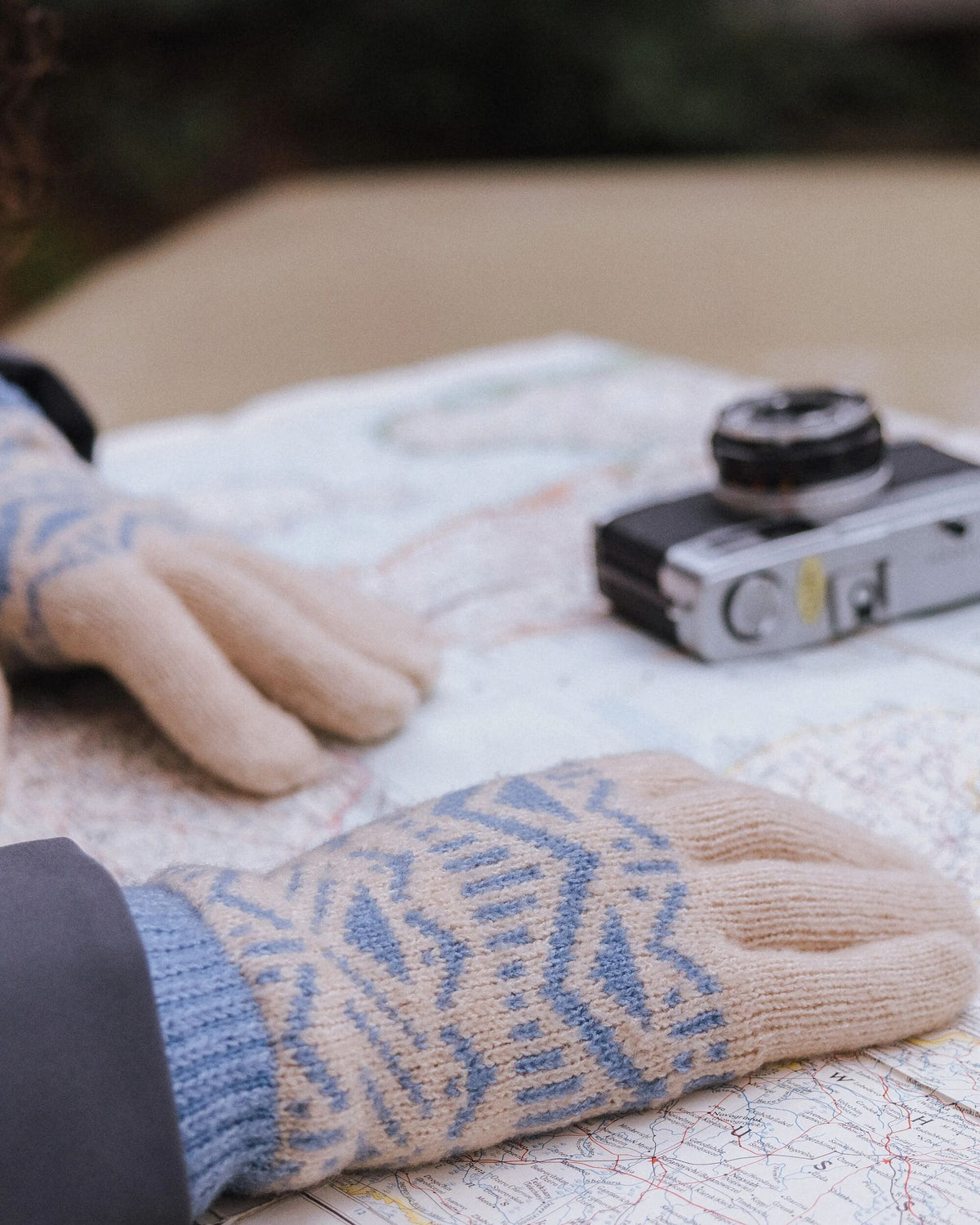 Nurture Knitted Gloves - Faded Denim/Stone - Lifestyle