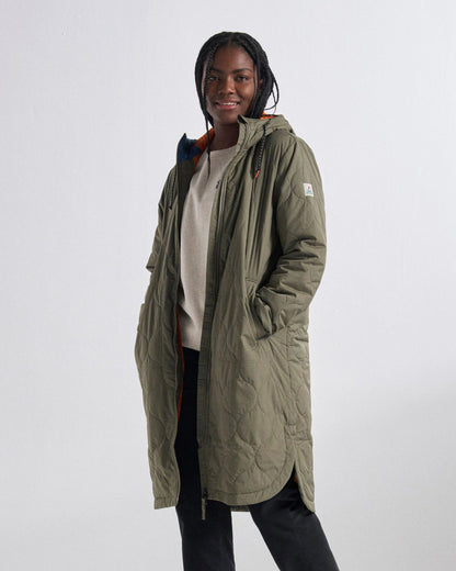 Flora Long Insulated Parka - Dusty Olive - Studio Model