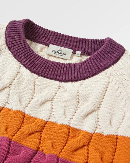 Comfort Cotton Knitted Jumper - Rhubarb Multi Stripe - Flatlay