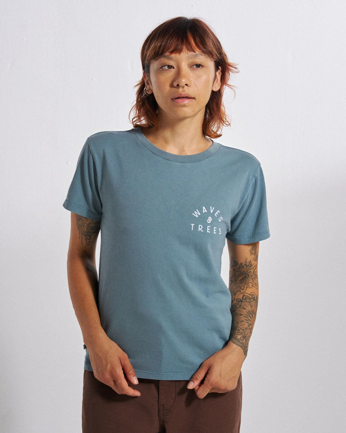 Penida T-Shirt - Stormy Blue  - Studio Model