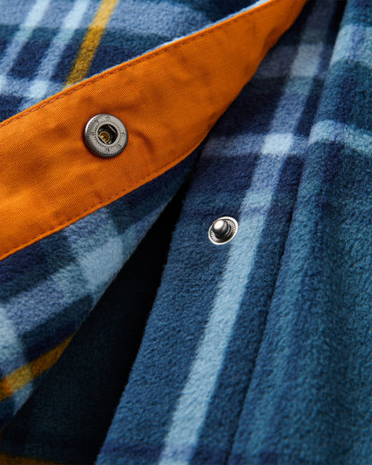 East Polar Fleece Shirt - Rich Navy/Faded Denim Check - Flatlay