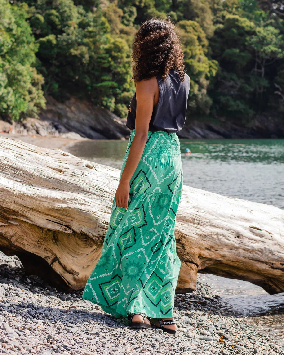Fareway Maxi Skirt - Sunburst Green Spruce - Lifestyle