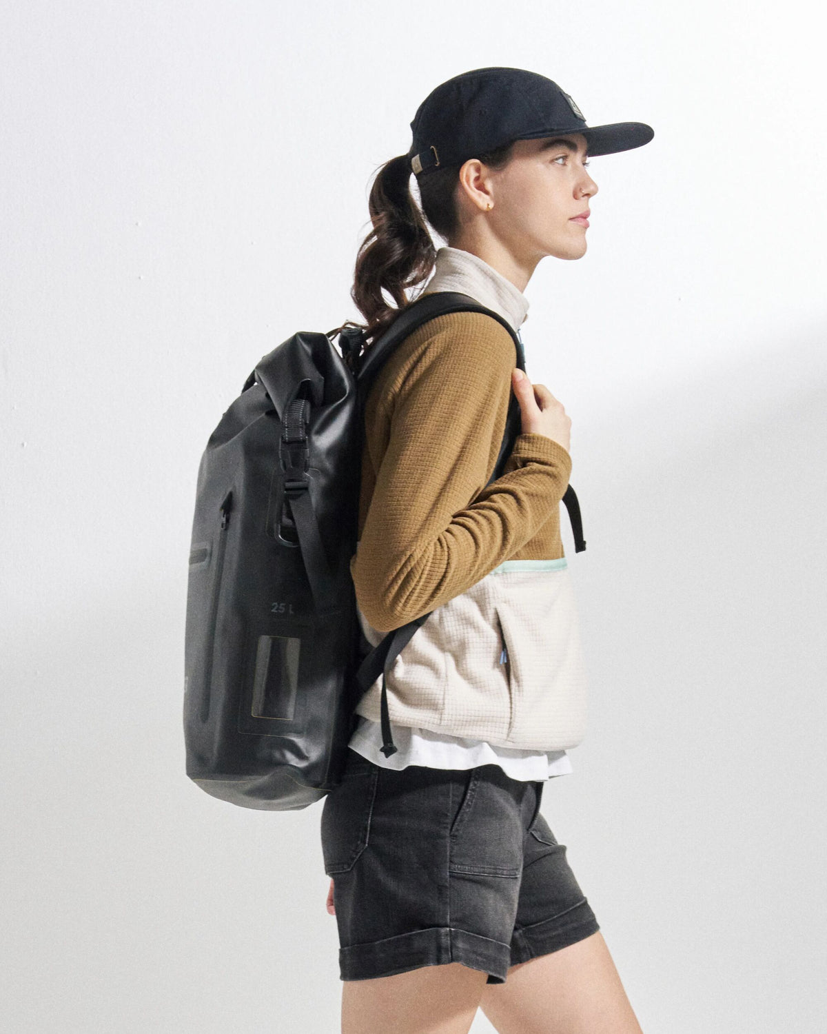 Off Trail Grid Polar Fleece - Caramel/Birch - Studio Model