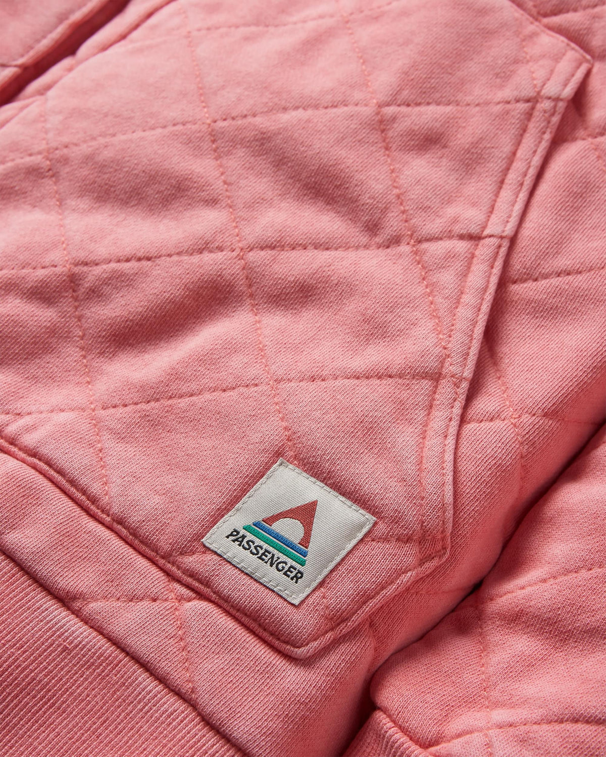 Clementine Quilted Popper Up Hoodie - Shell Pink - Flatlay