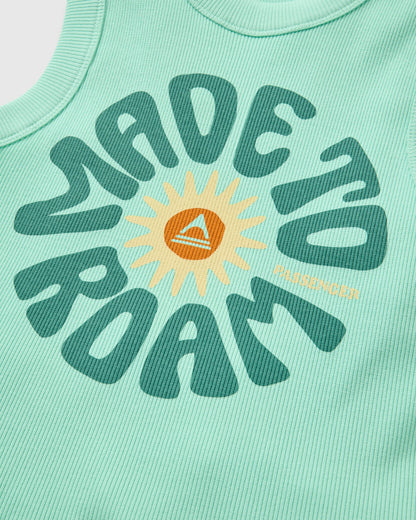 Easy Days Ribbed Graphic Cropped Vest - Aquamarine - Flatlay