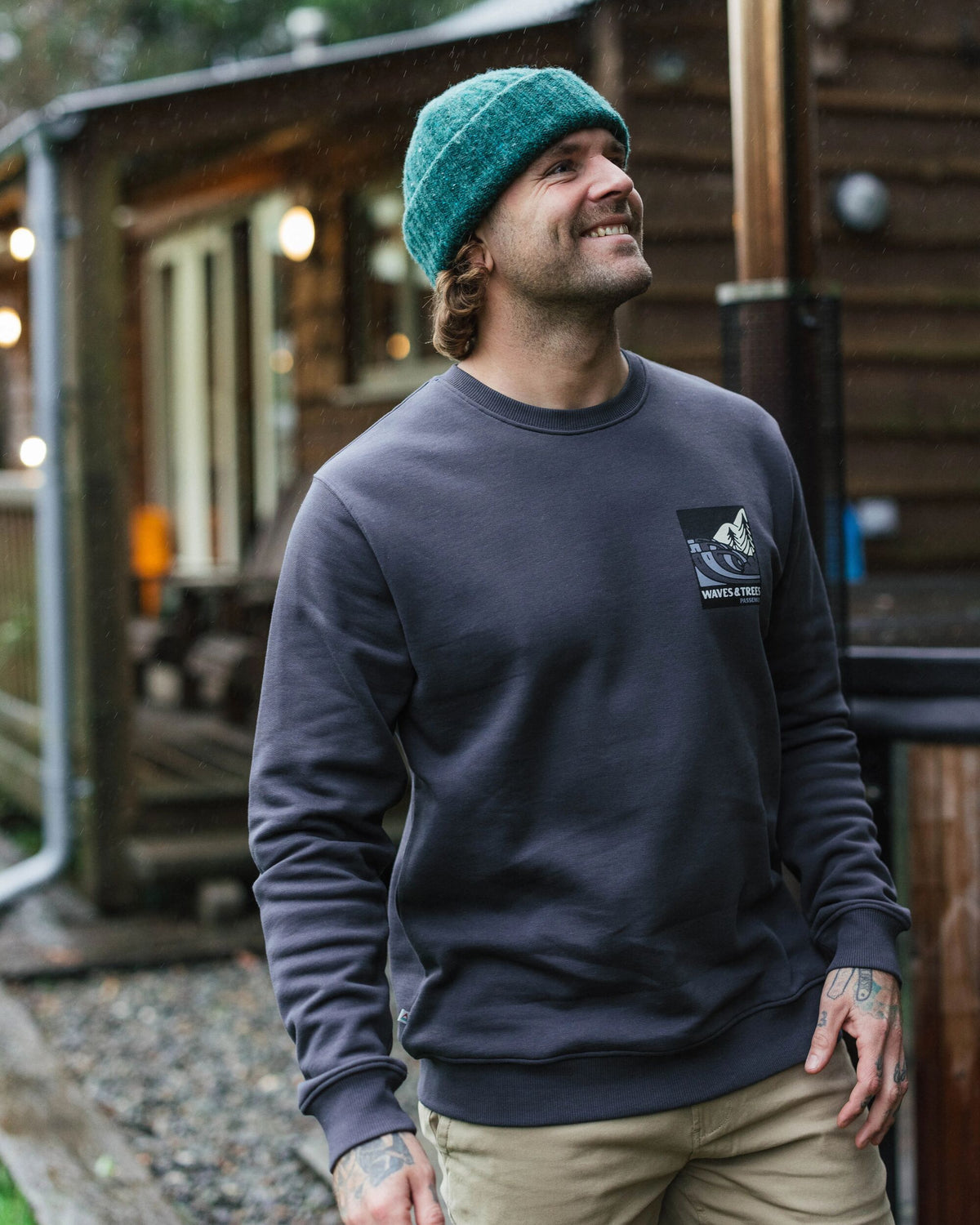 Waves & Trees Cotton Sweatshirt - Charcoal - Lifestyle