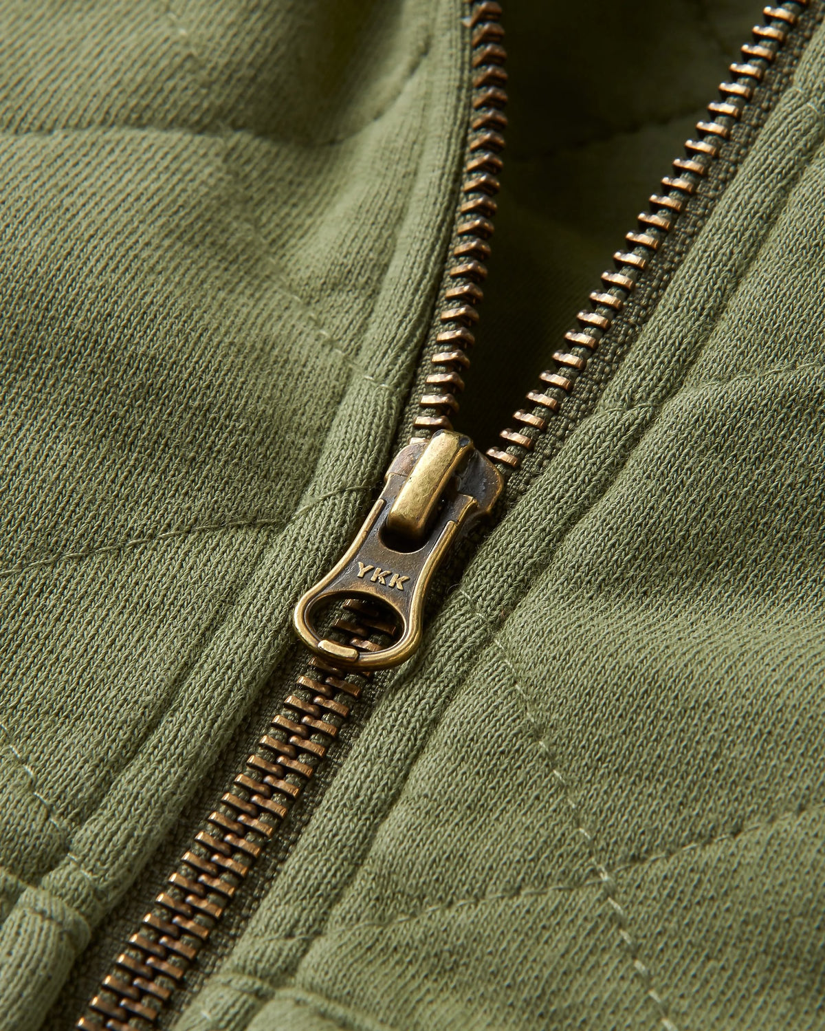 Getaway Quilted Full Zip Hoodie - Khaki - Flatlay