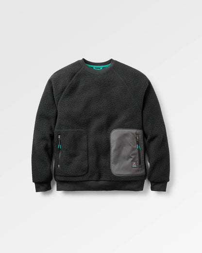 Offgrid Sherpa Crew Fleece - Black - Flatlay