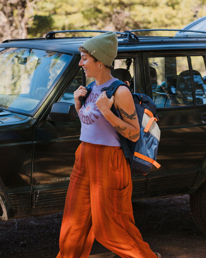 Easy Days Ribbed Graphic Cropped Vest - Retro Purple - Lifestyle