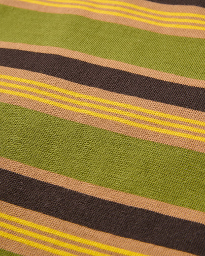 Retro Relaxed Fit T-Shirt - Khaki Multi Stripe - Flatlay
