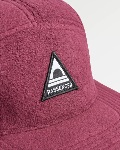Pine Polar Fleece 5 Panel Cap - Wine - Flatlay