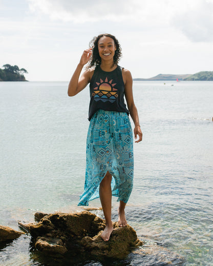 Hannah Skirt - Vintage Patchwork Blue Pool - Lifestyle