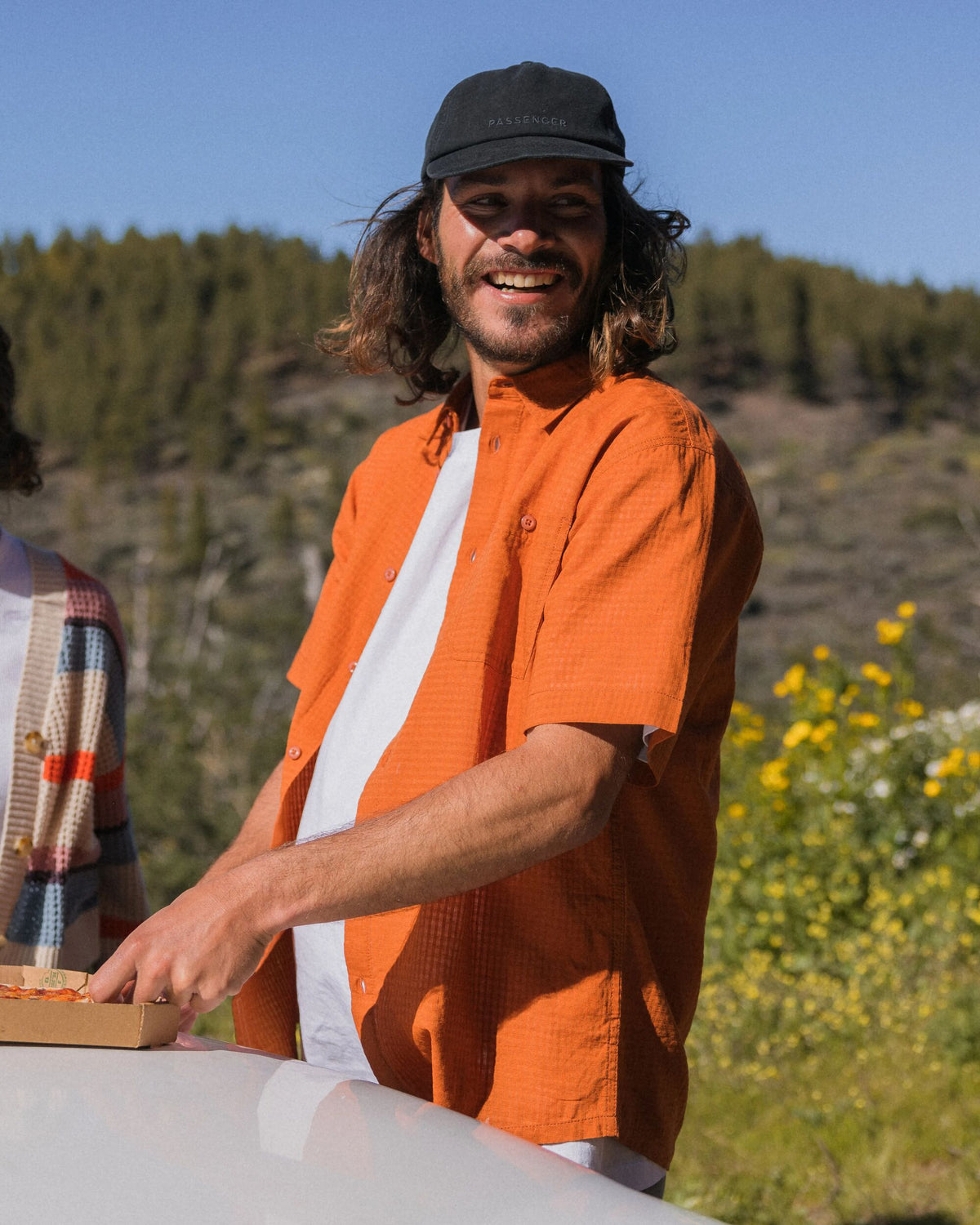 Chill Textured Short Sleeve Shirt - Sunset Orange - Lifestyle