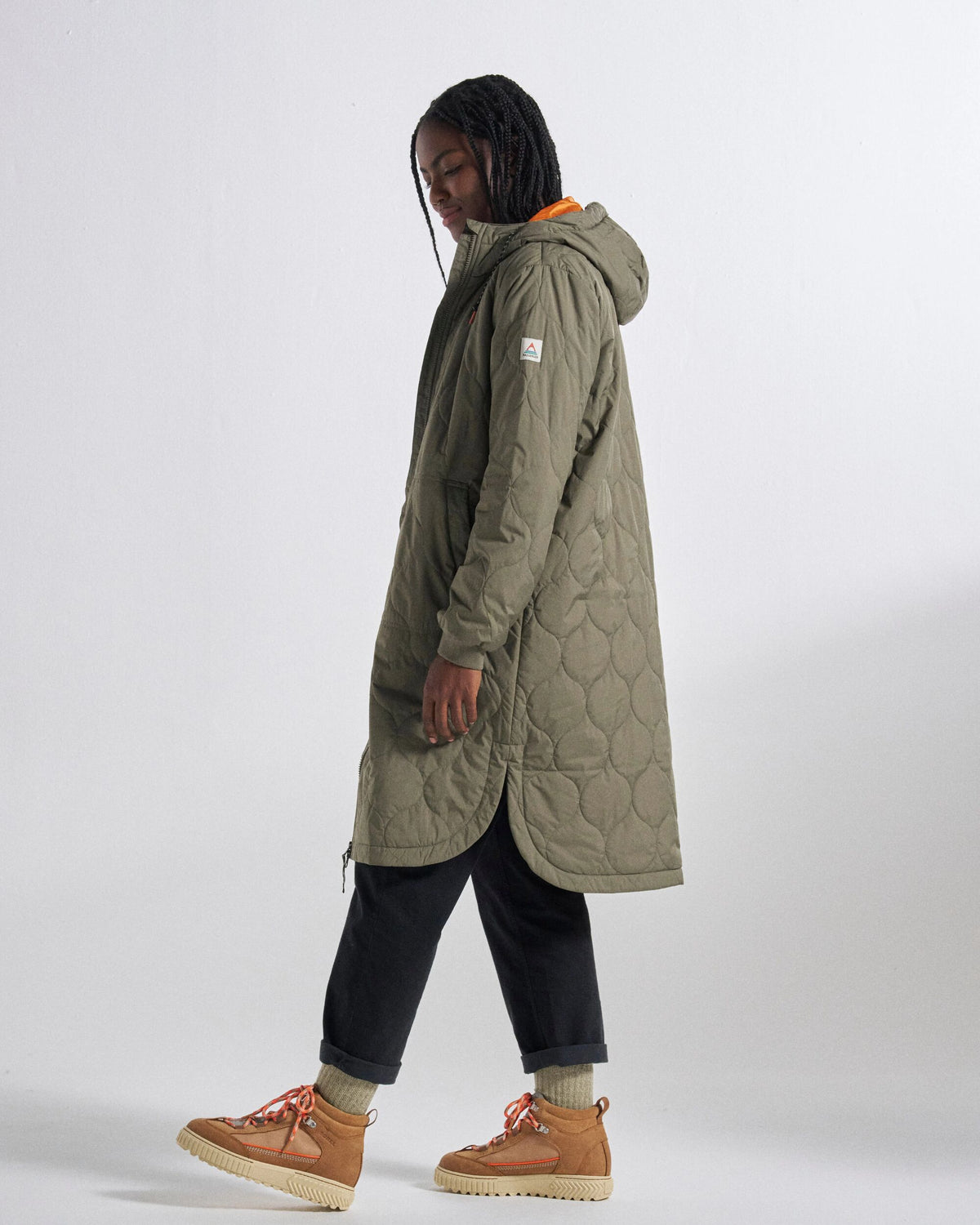 Flora Long Insulated Parka - Dusty Olive - Studio Model
