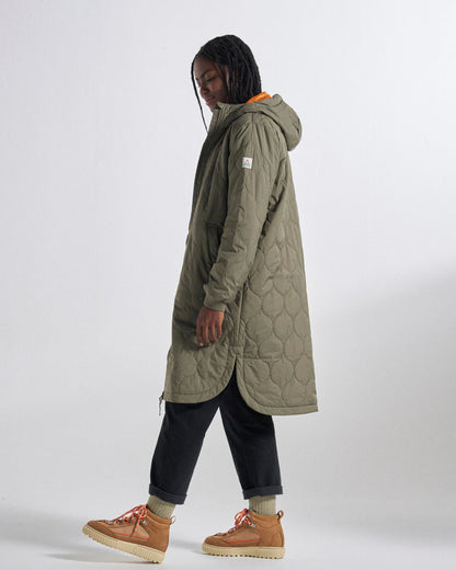 Flora Long Insulated Parka - Dusty Olive - Studio Model