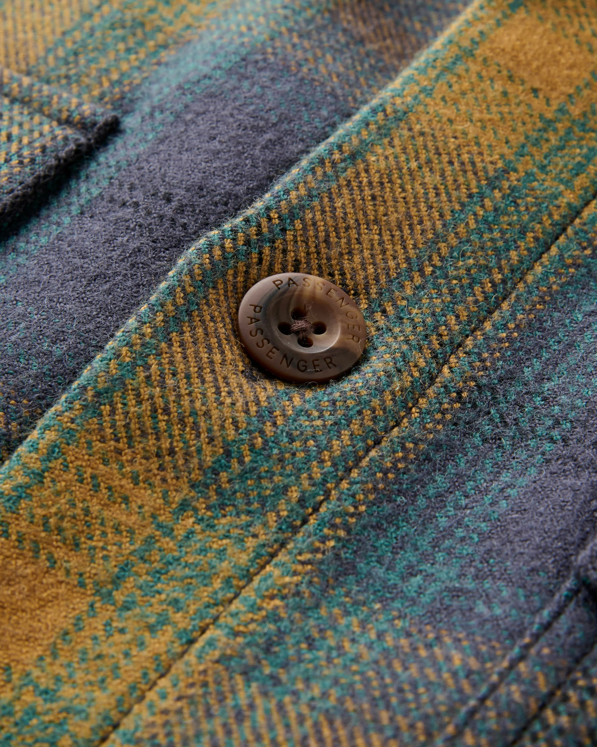 Barren Wool Blend Overshirt - Dusty Ochre/Charcoal Check - Flatlay