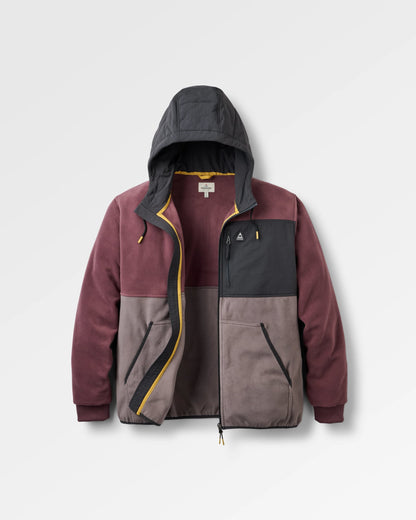 Woodland Full Zip Hooded Polartec® Fleece - Brambleberry/Slate Grey - Flatlay