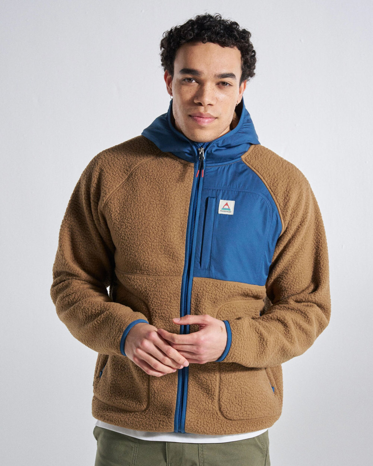 Ventura Full Zip Sherpa Fleece - Caramel Brown - Studio Model