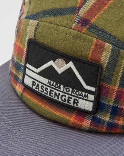 Fixie Flannel 5 Panel Cap - Khaki Check - Flatlay