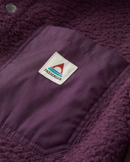 Rappel Sherpa Oversized Shirt - Deep Plum - Flatlay