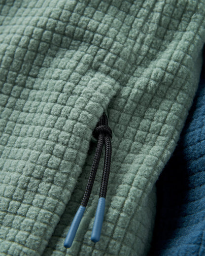 Off Trail Grid Polar Fleece - Pistachio/Dark Denim - Flatlay